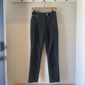 H&M Black White Grid Plaid Work Pants Size 8 Medium Straight Leg